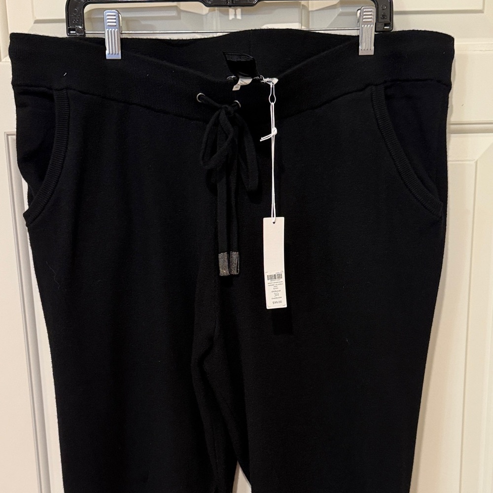 Chico's Black Ankle Pants with Beaded Drawstrings